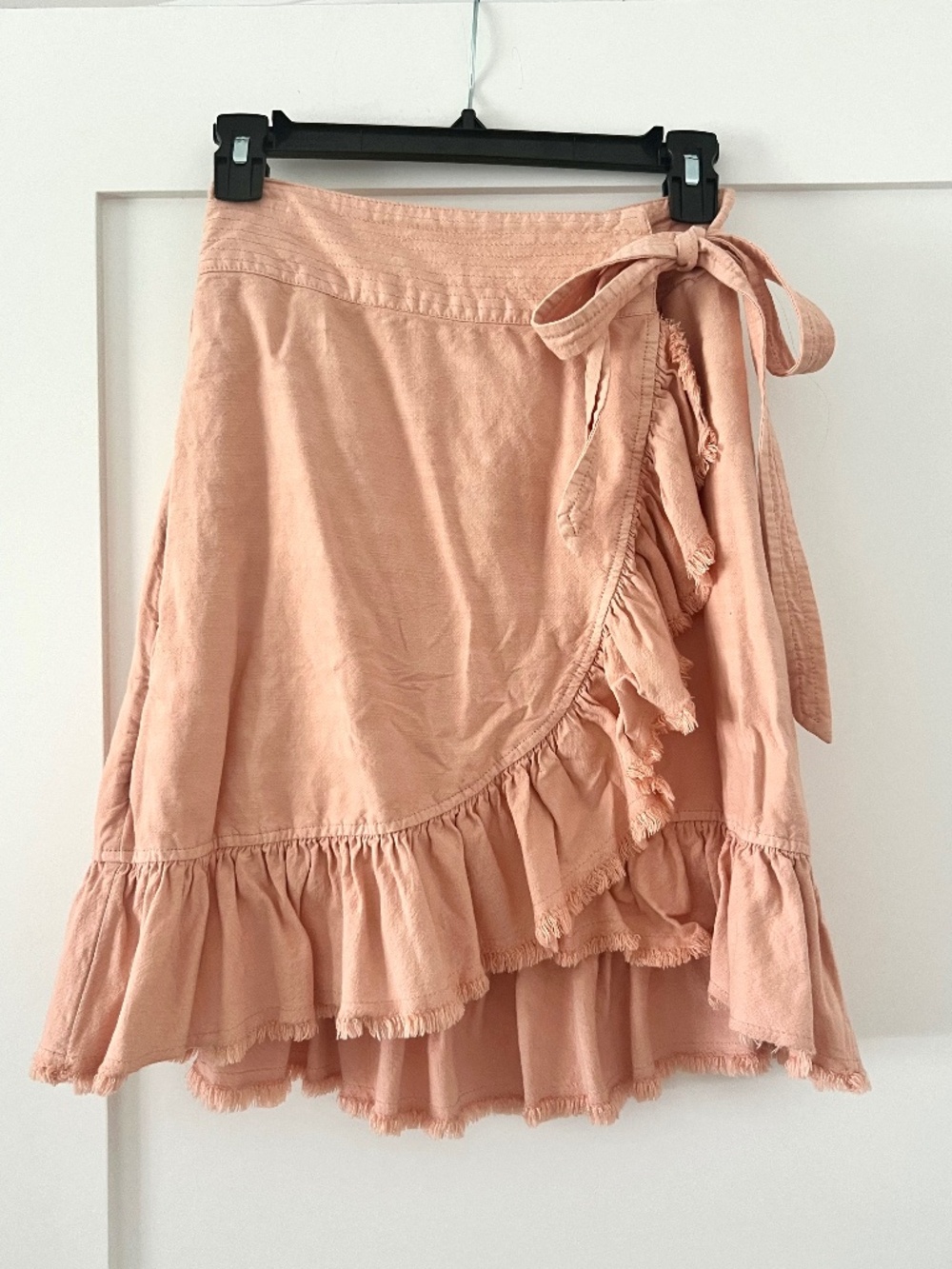 Anthropologie Pilcro Peach Ruffle Wrap Skirt Boho Size SP